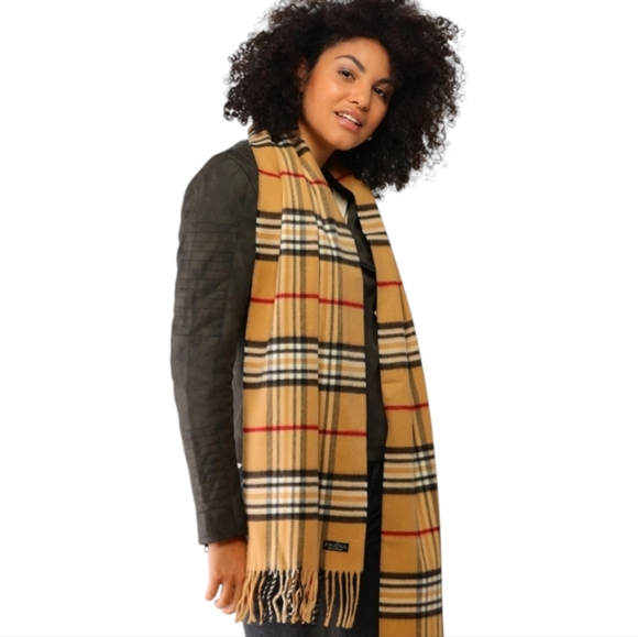 FRAAS Plaid Oversized Cashmink® Camel Scarf - Picture 2 of 7